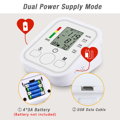 Automatic Upper Arm Blood Pressure Monitor Pulse Meter BP Machine Voice Talking