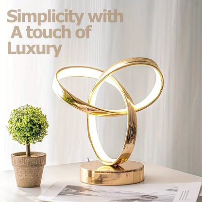 Space-themed USB Bedside Table Lamp - Golden-1