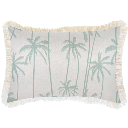 Cushion Cover-Coastal Fringe-Tall Palms Mint-35cm x 50cm-0