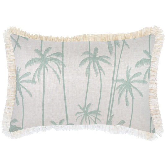 Cushion Cover-Coastal Fringe-Tall Palms Mint-35cm x 50cm-0