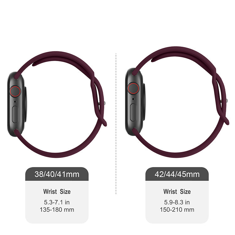 Silicone Sports Band Burgundy with Silver Pin - The Noosa Small - Compatible with Apple Watch Size 38mm to 41mm