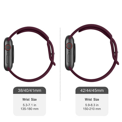 Silicone Sports Band Burgundy with Silver Pin - The Noosa Small - Compatible with Apple Watch Size 38mm to 41mm