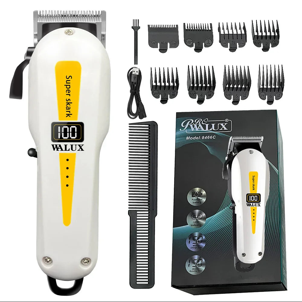 Professional USB Rechargeable Hair Clipper LCD Display Yellow